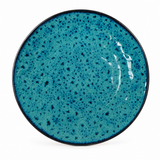 Prato Raso em Cerâmica Esmaltada Azul Cristalizado