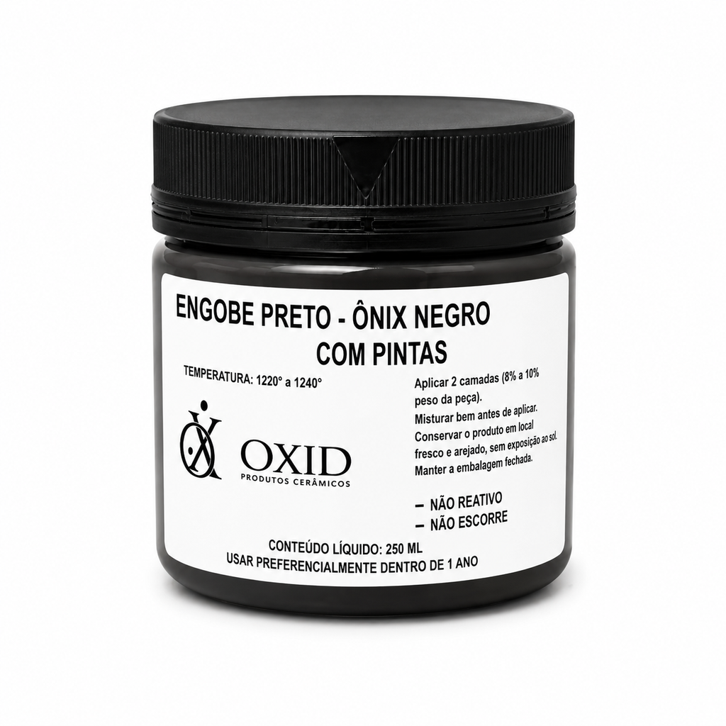 Engobe Oxid Preto Ônix Negro c/ Pintas - 250ml