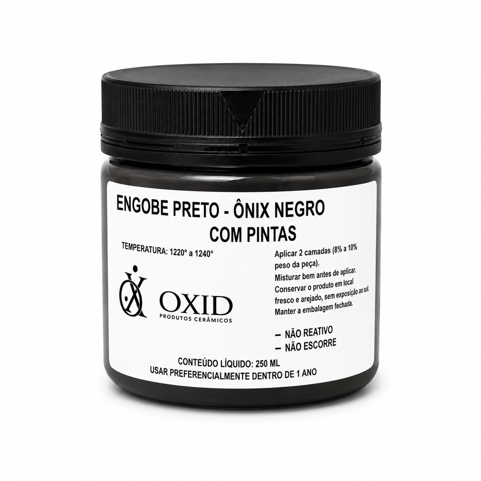 Engobe Oxid Preto Ônix Negro c/ Pintas - 250ml