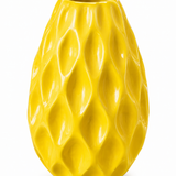Vaso Decorativo em Cerâmica Esmaltada Amarelo com Textura Orgânica