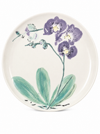 Prato Decorativo em Cerâmica Esmaltada com Pintura Artesanal de Orquídea