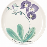 Prato Decorativo em Cerâmica Esmaltada com Pintura Artesanal de Orquídea