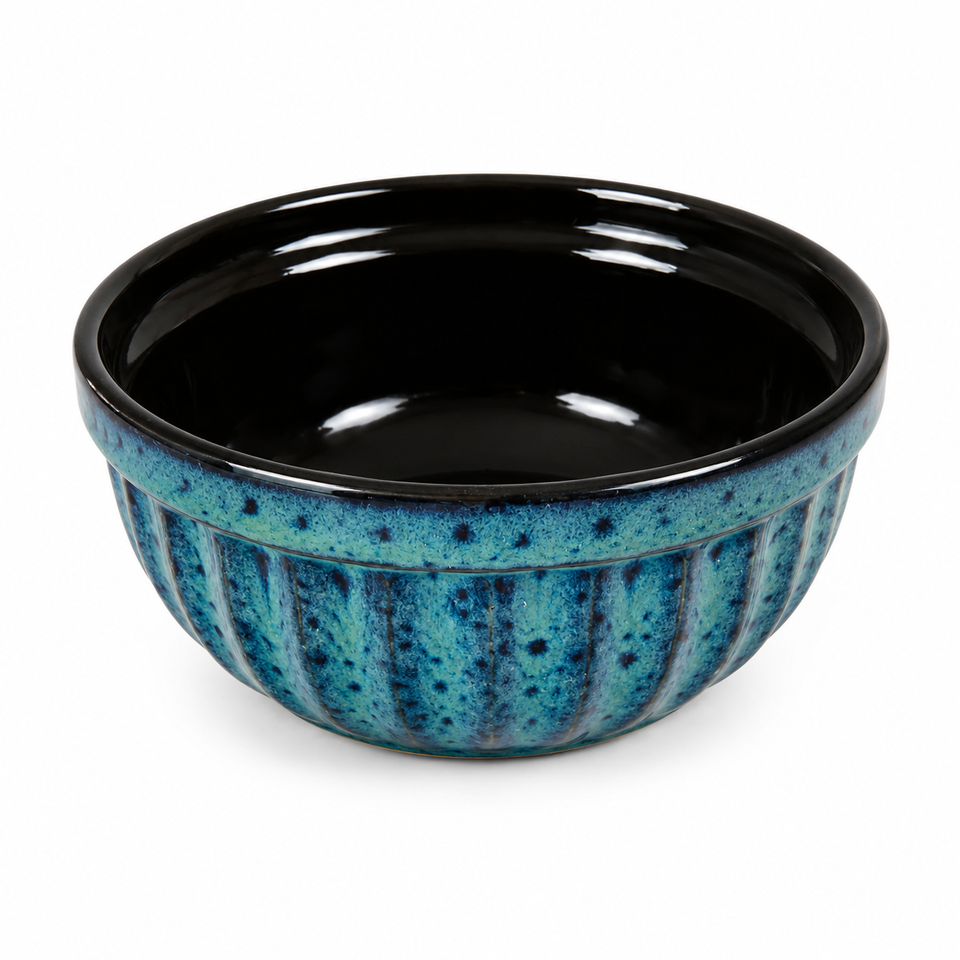 Bowl em Cerâmica Esmaltada Azul Turquesa com Interior Preto