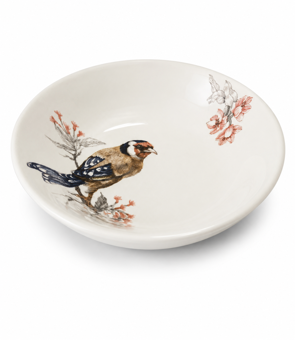 Bowl Decorativo em Cerâmica Esmaltada – Pássaro e Flores