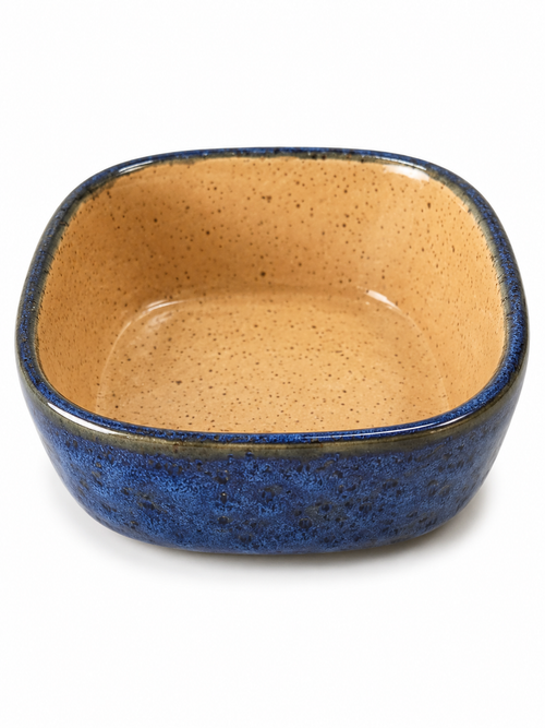 Bowl Quadrado Fundo em Cerâmica Esmaltada – Azul Cobalto