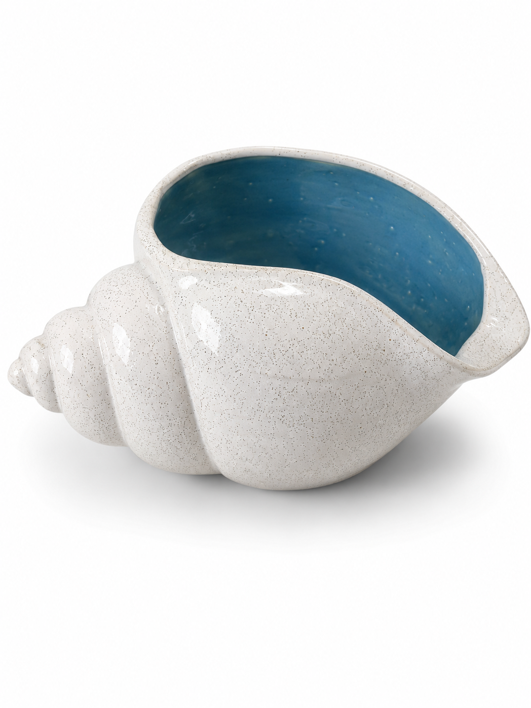 Vaso Decorativo em Cerâmica Esmaltada – Design Concha Marinha