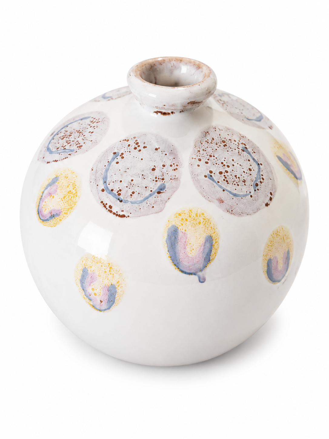 Vaso Decorativo Redondo em Cerâmica Esmaltada – Pintura Artística